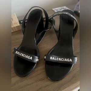 Balenciaga Logo Ankle Strap Sandals